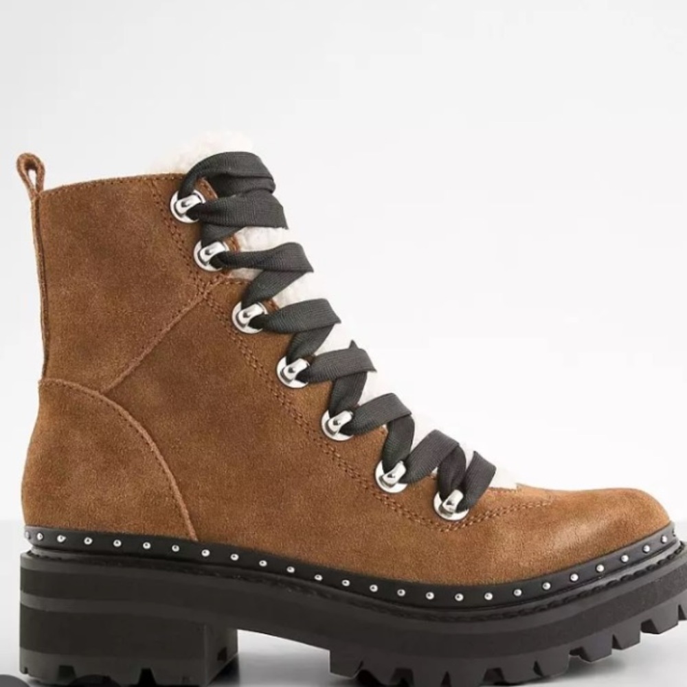Steve Madden Brown Suede Lug Lace-Up Boot